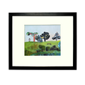 Väsynyt nainen ja vinttikoira (Framed Original Collage)